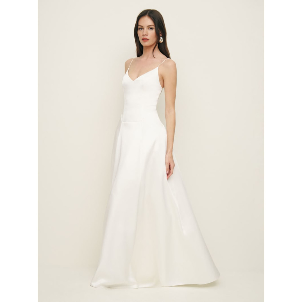 Reformation White Satin Maxi Slip Dress